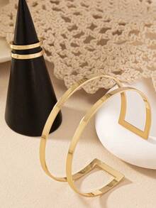 Minimalist Bracelet/Bangle And Ring Set - 18k Gold Plated And 925 Silver, Modern Elegance - Dorado - Ver 6
