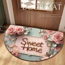 1pc Vibrant Floral Welcome Mat - Colorful Stained Glass Style, Washable Lightweight Polyester, Semi-Circle, Ideal For Entryway, Bedroom, Living Room, Laundry Room And Patio Decor, Home Decorative Rug, Graduation Ceremony And Perfect Gift, Entrance Mat | Vibrant Welcome Mat | Washable Mat - Multicolor - View 4