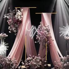 Vincidern 4件套T型婚礼背景架，8英尺，可调节高度金属背景架，适用于婚礼、仪式、新娘送礼会、生日派对、圣诞装饰、家居圣诞礼物、圣诞装饰 - 金的 - 查看 8