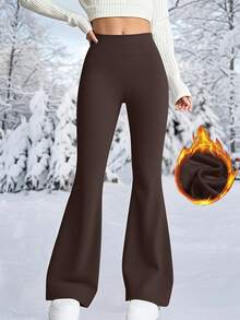 女士高腰喇叭裤，加厚保暖冬季健身打底裤，柔软瑜伽裤
