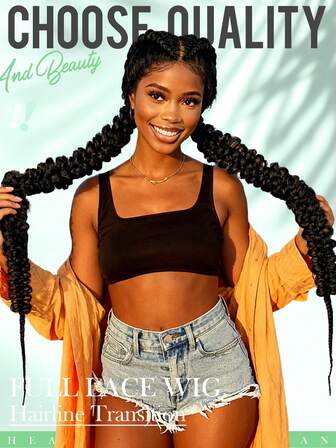 HD Full Lace Braided Wig, Long Fashionable 2-Strand Hand-Woven Braided Wig, Ideal For Everyday Wear