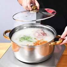 Stainless Steel Cookware Set 18pcs Non Stick Kitchen Pot And Pan Set With Lids Classic Cooking Set For Gas Electric And Induction Cooktops - Gold - View 6