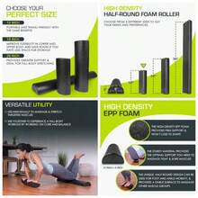 Rodillos de espuma de alta densidad de 18 pulgadas de largo. Masajeador deportivo de cuerpo completo firme para estiramiento de espalda, yoga, pilates, liberacin de punto de gatillo - Negro - 30 cm x 7,6 cm - Ver 1