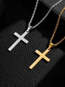 1pc Men's Fashionable Minimalist Cross Pendant Necklace