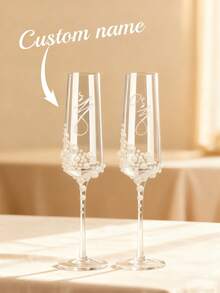 1pc Customizable Wine Glass, Personalized Wedding Glass, Photo & Text Customized, High Borosilicate Glass, Stemmed Highball Glass, White Wine Glass, Red Wine Glass, Face & Name Customized Cup, Bridesmaid Groomsmen Gifts, Wedding Party Essentials - Multicolor - View 1