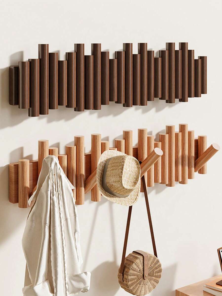 1 chiếc móc treo áo bằng gỗ hình trụ, hình phím đàn piano, móc treo tường trang trí bằng gỗ, móc treo có thể gập lại phía trên cửa, giá treo áo không cần đinh cho phòng ngủ, dùng để đựng chìa khóa, mũ, quần áo, dây chuyền và phụ kiện, thích hợp để trang trí lối vào và tiền sảnh, phía sau cửa, tường phòng ngủ và phòng khách, phụ kiện phòng tắm, dụng cụ phòng tắm - Nhiều màu - Xem 1