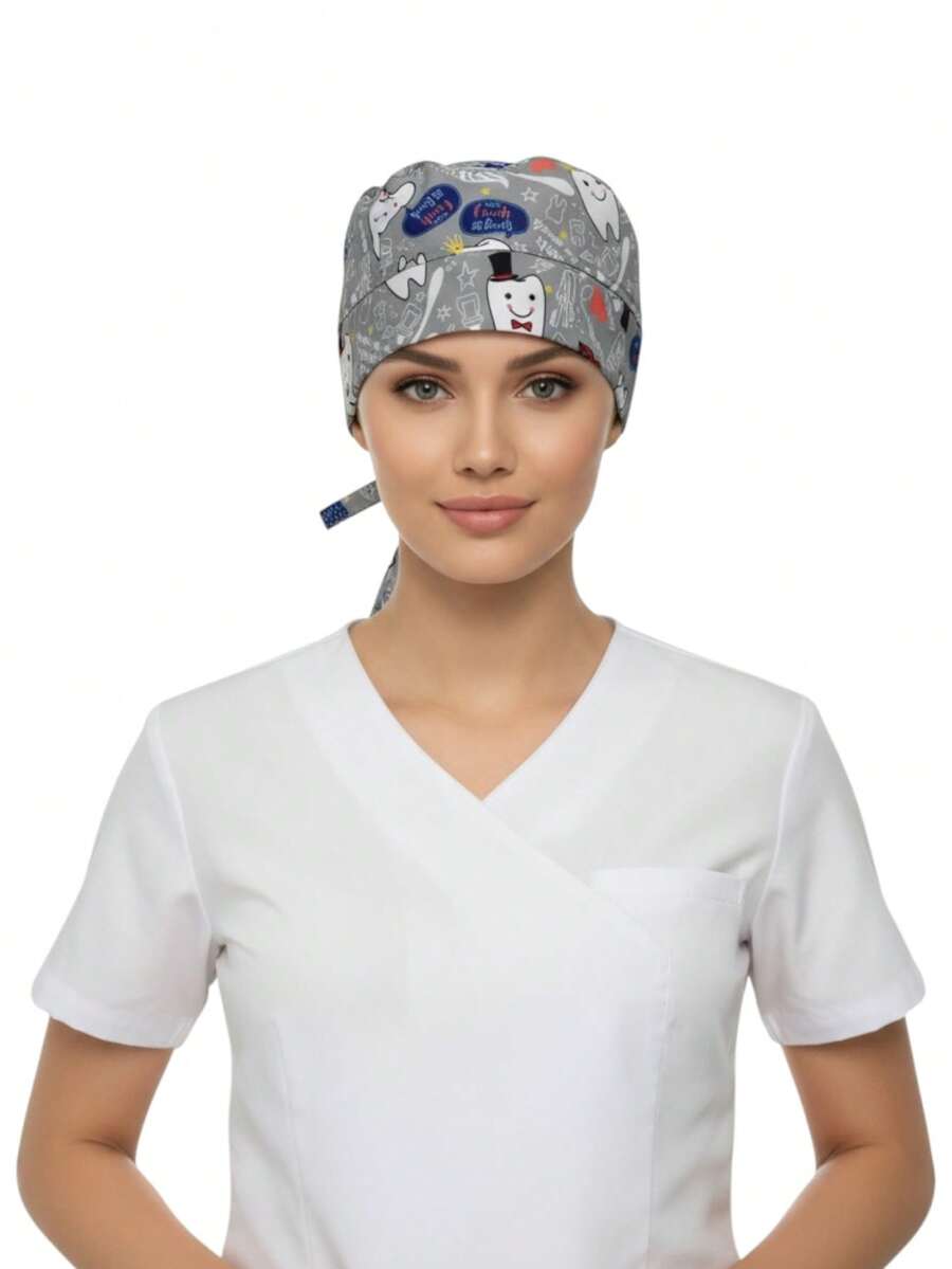 SOULMATE Printed Surgical Medical Cap For Women - Gray Grinding Wheels - View 1