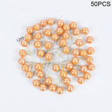 50 piezas de bayas miniatura con brillo, frutas falsas de plástico con perlas pequeñas, estambres de flores para decorar cajas de regalo, coronas navideñas y talla grande