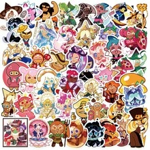 50 szt. naklejek PVC Cookie Run Kingdom, wodoodporne i wielokrotnego użytku, samoprzylepne, asymetryczne kształty, różne kolory, do telefonów, laptopów, scrapbookingu