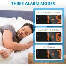 Reloj despertador digital, reloj para el dormitorio, reloj electrnico de sobremesa con pantalla de temperatura, brillo ajustable, control por voz, pantalla 1224H para el hogar, el dormitorio y la oficina - Estuche negro + dígito naranja - Ver 6