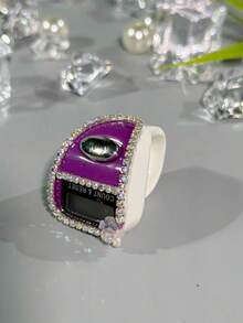 1 قطعة خاتم إلكتروني محمول خفيف الوزن مزين بالراين ستون، عداد خرز الصلاة، عداد متعدد الأغراض، خاتم فاخر أنيق، عداد محمول مناسب للرجال والنساء، هدية مثالية للمناسبات والعد الصلاة - متعدد الألوان - مشاهدة 19