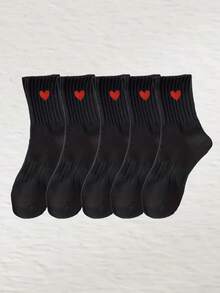 20/15/10/5/3/1 par de calcetines largos reforzados en la cintura que absorben la humedad y el sudor, calcetines blancos con forma de corazón, calcetines negros, calcetines hasta el muslo, calcetines largos, calcetines de mujer, calcetines largos, calcetines suaves de mujer, calcetines largos normales de mujer y calcetines de longitud media diarios