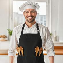 Utopia Kitchen Adjustable Bib Apron With 2 Pockets – Pack Of 2 Heavy-Duty Chef Aprons With Adjustable Neck Strap, Long Ties & Large Front Pockets, Protective Cooking Aprons For Men & Women, Machine-Washable, Durable Everyday Kitchen & Craft Wear - Black - View 3