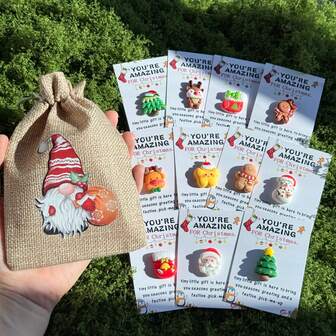 36pcs Christmas New Linen Drawstring Gift Bags With Pocket Hug Cards, Suitable For Giving To Colleagues, Family, Teachers, Friends, Best Christmas Gifts, Surprise Gifts