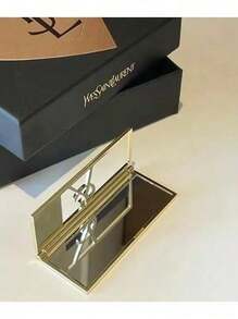 Yves Saint Laurent Specchio da trucco portatile dorato di alta qualità, specchio pieghevole per il trucco, ritocco del trucco, comodo da trasportare, un regalo per amici o familiari, e un regalo per le festività