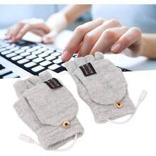 Guantes Calefactores De Invierno, Calentadores de Manos con Calefaccin Elctrica Manos Completas y Medias Elctricas Calefaccin de Camping de Doble Cara Clidos para Computadora - Gris plateado - Ver 5