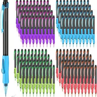 8 Piezas Lápiz Mecánico de 0.7mm con Agarre de Clic Rápido Lateral, Regalos de Navidad, Lápices Mecánicos con Borrador a Granel, para Caridad, Oficina, Aula, Escuela, Estudiantes, Suministros de Regalos de Navidad