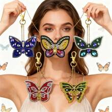 SNA 5pcs/Set 2026 New Diamond Painting Butterfly Keychain Set, Christmas, Valentine's Day, Mother's Day, Birthday Gift, DIY Diamond Art Painting - Semi-finished Products Need to Be Made By Yourself - View 13