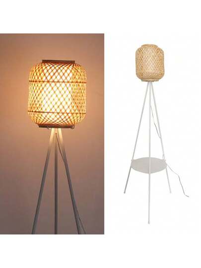 Alpinaluz Aluminum Tripod Vloer Lamp Bamboo Wicker Shade Diff Tray Tafel Living Room Bedroom E27