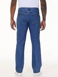 Men's Bootcut Jeans Slight Stretch Washed Denim Pants Regular Fit Vintage 70s Retro Style Streetwear Casual Fashion Look - 水鴨藍 - 查看 4