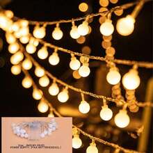 1pc 1.5M/3 Meters/6M/10M 10/20/40/80 Light LED Warm Light String Round Ball Small String Lights Battery Lights Room Decoration Outdoor Camping Colored Lights For Garden Christmas Light