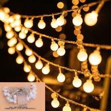 1pc 1.5M/3 Meters/6M/10M 10/20/40/80 Light LED Warm Light String Round Ball Small String Lights Battery Lights Room Decoration Outdoor Camping Colored Lights For Garden Christmas Light