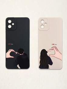 2 件情侣手机壳，心形手机壳，浪漫爱情图案手机壳，适用于 和 Galaxy 智能手机 - 彩色 - 查看 12