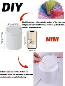 Sparkling Rhinestone Mini Desktop Trash Can - Elegant Pink And Clear Plastic Waste Basket With Lid For Makeup Table, Office Desk, Or Vanity Organizer, Desktop Trash Ca