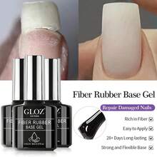 GLOZ Fiber Rubber Base Gel Nail Strengthener Nail Polish Repair Nail Growth Treatment For Thin And Damaged Nails Gifts For Women