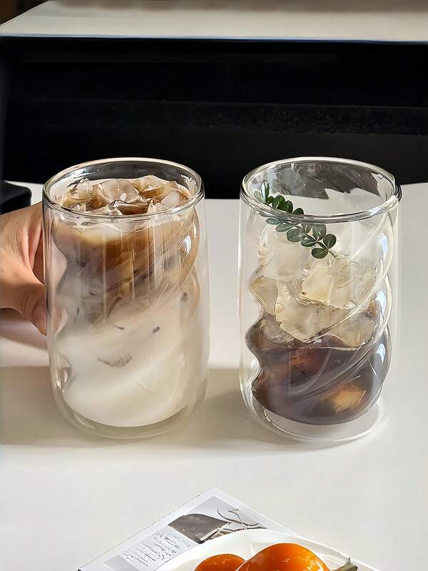1pc Double-Layer Insulated Glass Cup, Transparent Dirty Cup, Creative American Coffee Cup, Home Tea Cup, Latte Cup
