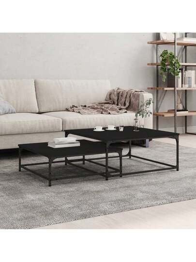 VidaXL Piece Tafel Set, Processed Wood, Zwart