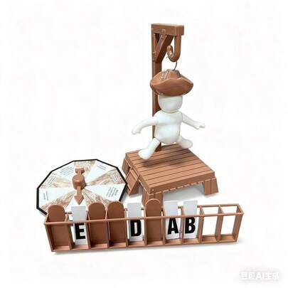 El Juego de Palabras, Versión en Español, Determina acciones a través de una rueda giratoria, Usa fichas de letras para formar la palabra, Si se adivina incorrectamente, el personaje se "ahorcará" gradualmente, similar al clásico juego "Ahorcado", con el objetivo de adivinar la palabra o evitar que el personaje sea "ejecutado", adecuado para interacción multijugador, utilizado para ocio y ejercicio de vocabulario.