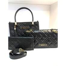 Kit Bolsa Feminina MZ Luxo com Carteira e Porta-Cartões, Transversal Elegante em Várias Cores.