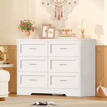 Chest Of Drawers With 6 Drawers, Bedroom Dresser, Multifunctional Wardrobe, Modern Dresser For Living Rooms, Dining Rooms And Entryways, White, 107.00 * 35.00 * 75.50 Cm - 白色 - 查看 4