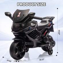 Huisuilinss Kids Motorcycle,Battery Powered Ride On Motorcycle,6V Electric Ride On Car With Training Wheels,Working Headlight,Horn & Music,Ride On Toy For Boys Girls Ages 3-6 - màu đen - Xem 3