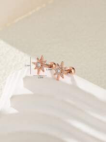 2 piezas Pendientes de clip de oreja con diseño de girasol vintage y circonita para mujeres