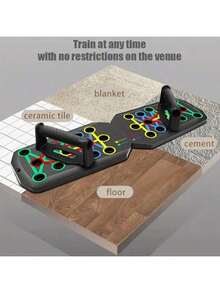 Push-Up Board, 1 Set Push-Up Training Board, Home Push-Up Training Board, Pull Bar, Chest Muscle Abdominal Muscle Training Equipment For Men & Women, Push Board, Fitness Enthusiasts, Upper Body Strength, Portable Design - Black - View 5