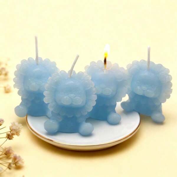 1/2/3/4 Stück süße kleine blaue Löwen Aromatherapie Kerzen, Hochzeitsandenken, beste Party Essentials Kerzen Geschenkbox, Hochzeitsgastgeschenke, Wohnzimmer Dekoration, Ornamente, Haus Dekoration, Ornamente, Haus Dekoration, Geburtstags Dekoration, Schlafzimmer Dekoration, Haus Dekoration, Geburtstags Geschenk, Raum Dekoration
