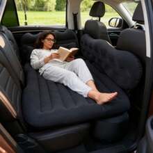 High-Value Comfortable Inflatable Car Bed, Car Accessory With Soft And Skin-Friendly Flocking And Foldable Design, Suitable For Camping, Beach Trips, Outdoor Picnics, Road Trips, As A Pool Inflatable Bed And Party Inflatable Bed - màu đen - Xem 5