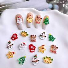 30/50pcs Random Christmas Charm For Jewelry Making, Christmas Tree Nail Art Rhinestone Charms, Christmas Decor, Nail Art Supplies