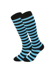 1 Pair Women's Striped Knee-High Socks, Striped Socks For Cosplay, European And American Sports & Casual Style, Calf Socks - Multicolor - View 19
