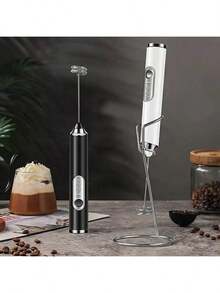 Electric Milk Frother - Effortlessly Create Creamy Foam For Your Coffee - màu đen - Xem 1