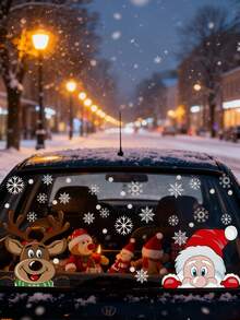 2 piezas Pegatinas navideñas para ventanas, Pegatinas de muñeco de nieve para ventanas, Pegatinas de vidrio navideñas, Decoración navideña y de invierno Pegatinas de copos de nieve para ventanas de vidrio, Pegatinas de decoración navideña para interiores Decoración navideña Pegatinas de Papá Noel, renos para fiestas