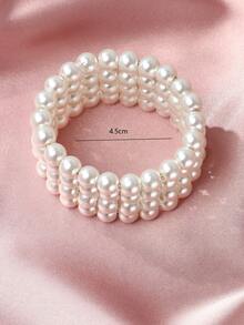 1pc Fashionable Multi-Layer Pearl Bracelet - White - View 2
