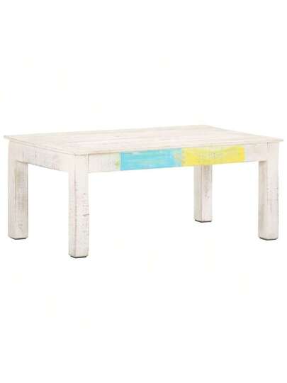 VidaXL Coffee Tafel 110x60x45 Cm Solid Mango Wood Wit