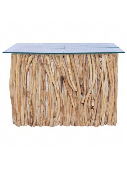 VidaXL Coffee Tafel Glass Top 66x66x40 Cm Solid Teak view 4