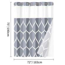 Geometric Wavy Shower Curtain Without Hooks, Double-Layer Shower Curtain With Inner Lining, Soft Polyester Fabric, Fashionable And Simple Style Home Decoration, Bathroom Accessory, 72x75in - Blue-grey - View 8
