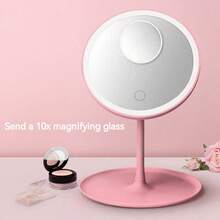 Espejo de maquillaje LED ajustable, iluminación inteligente de 3 colores, brillo ajustable, carga USB con un solo toque, espejo de sobremesa de alta definición giratorio 180°, bandeja portátil desmontable, espejo cosmético electrónico de viaje, adecuado para dormitorio, baño, mesita de noche, dormitorio, gran regalo para el Día de la Madre, cumpleaños, mujeres - Multicolor - Ver 18