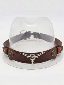 A Pair Of Men's And Women's Leopard Print Road West Cowboy Hats, A Detachable Classic Brown Cow Head Trim Cowboy Hat, A Women's Cowboy Hat, A Fashionable Hat That Is Lightweight And Suitable For Both Men And Women Throughout The Four Seasons, Perfect For Outdoor Activities Such As Music Festivals, Birthday Parties, And Christmas