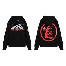 Hoodie, Retro Letter Print Hoodie, Men's Streetwear Long-Sleeve Hooded Sweatshirt, Couple Matching Outfit Sweatshirts - H515黑色 - 查看 4